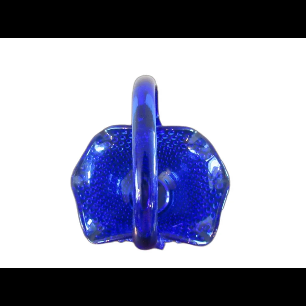 Vintage Fenton Hobnail Cobalt blue small basket Ruffled edge